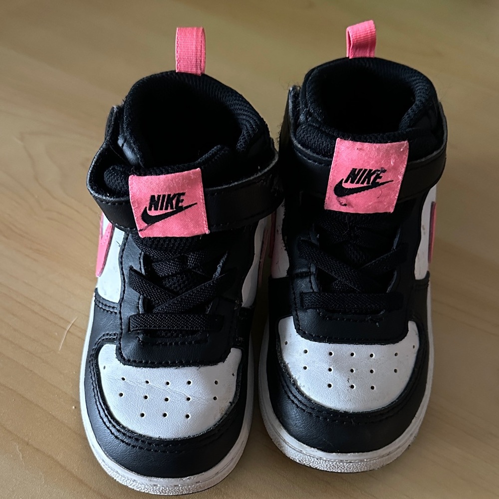Nike Kids Black and Pink High-Top Sneakers
